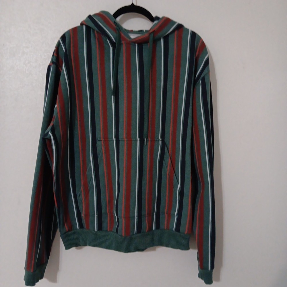 Urban‎ Outfitters Pullover Hoodie Men's Sz. M Multi-Color Striped Fleece